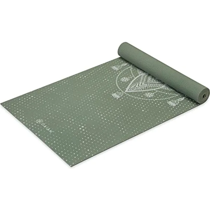 Gaiam Yogamatte Premium Print, rutschfeste Trainings- und Fitnessmatte für Yoga, Pilates & Bodentraining, Celestial Green, 5 mm dick, ungiftig und 6P-frei