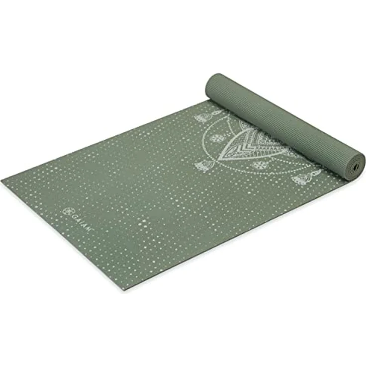 Gaiam Yogamatte Premium Print, rutschfeste Trainings- und Fitnessmatte für Yoga, Pilates & Bodentraining, Celestial Green, 5 mm dick, ungiftig und 6P-frei – Bild 1