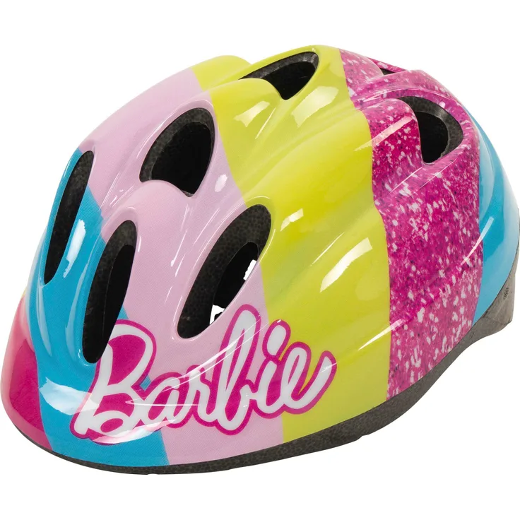 Toimsa Bikes Barbie Kinderfahrradhelm, Mehrfarbig mit rosa Design, Größe 52-56 cm, leicht und atmungsaktiv