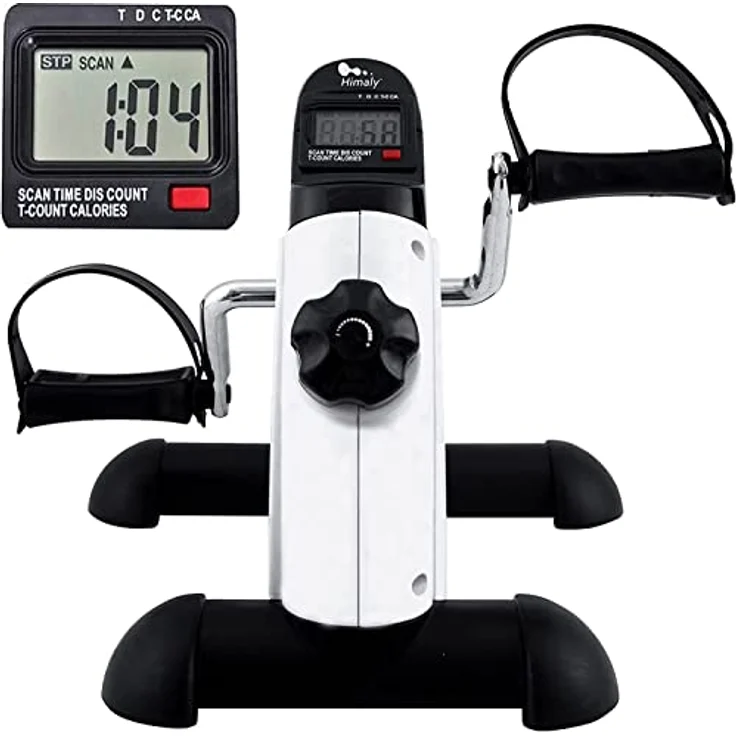 himaly Mini bike Heimtrainer, Pedaltrainer/Armtrainer und Beintrainer/Verstellbare Digitale Pedale Mit LCD-Display/Mini Fitnessbike(Weiß) – Bild 1