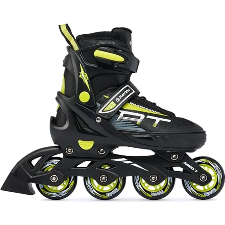 RAVEN Profession Inlineskates, verstellbare 2in1 Rollschuhe für Kinder und Erwachsene, Black/Lime, Größen 28-32 (18,5cm-21cm) – Bild 1
