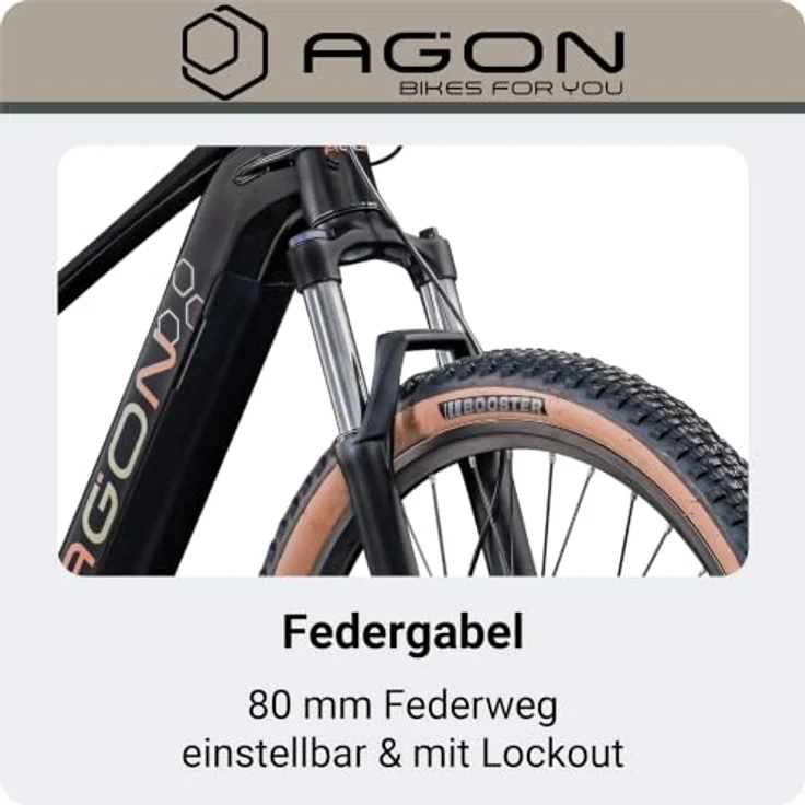 Agon Alpha E Bike Mountainbike 27,5 Zoll, 540 Wh Akku, 10 Gang Shimano Deore, schwarz/beige – Bild 8