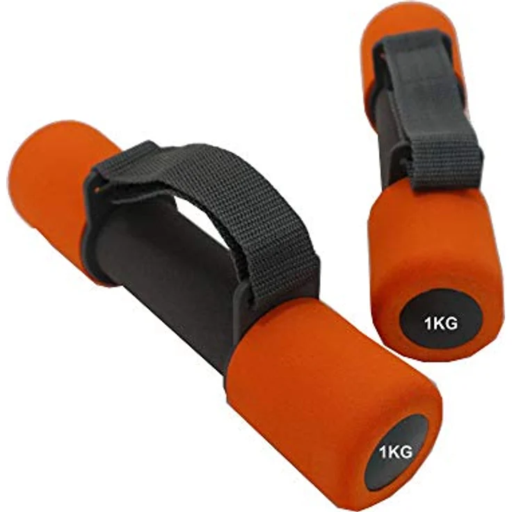 VLFit Langlebig weich Hantel Set mit verstellbaren Griffen - Verschiedene Gewicht Ausführungen (Set mit 2/ Ein Paar) (ORANGE & GRAU - 2 x 1 kg) – Bild 1