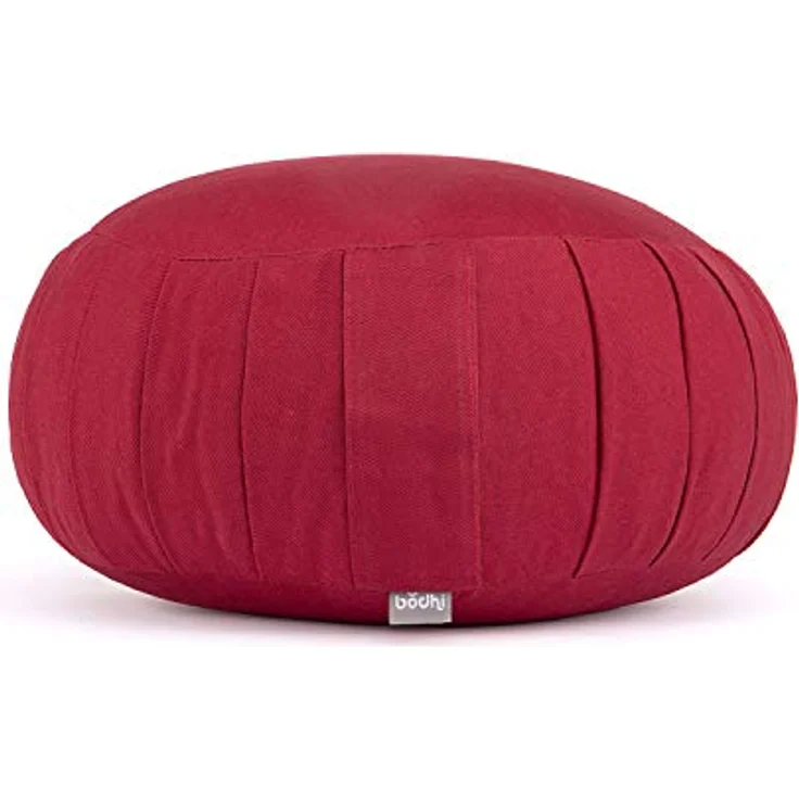 Bodhi Meditationskissen Zafu ECO | Klassisches Traditionelles Yogakissen Rund mit Dehnfalten | Bezug aus 100% Bio-Baumwolle | Hohes Yoga Sitzkissen mit Bio Dinkelfüllung | Sitzhöhe 20 cm – Bild 1