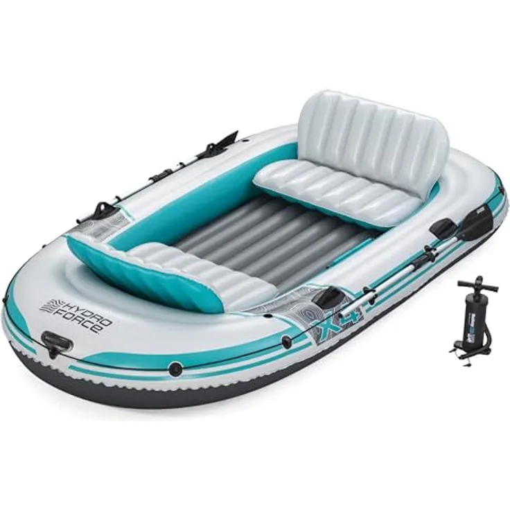 Bestway Hydro Force Adventure Elite X4, Schlauchboot 315 cm für 1 Person, robustes Inflata-Shield Pro-Material, mit Aluminium-Paddeln und Motorhalterung
