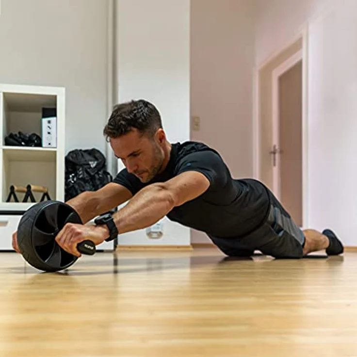 PULLUP & DIP Bauchroller, Ab Wheel mit ergonomischen Griffen und gepolsterten Kniematten, Bauchmuskelrad, Ab Roller für Bauchmuskeltraining & Heimtraining zu Hause – Bild 2