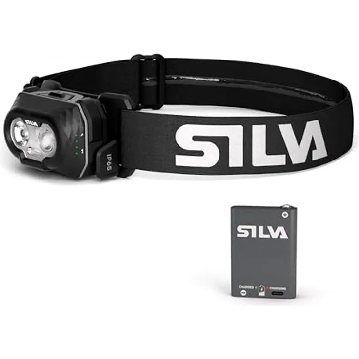 Silva Discover Hybrid, LED Stirnlampe 500 Lumen mit Rotlicht, wasserbeständig, 3 Helligkeitsstufen, wiederaufladbar über USB-C, Weiß, Orange & Rot
