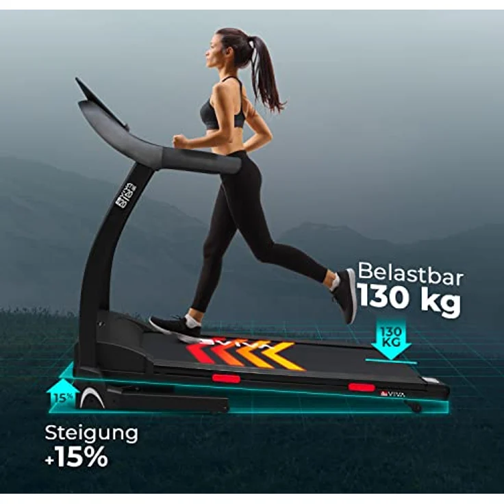 AsVIVA T16 Laufband BT Cardio I Hochwertiger Heimtrainer I Einstellbare Steigung bis zu 15% I 6-Zonen Dämpfungstechnologie I 3,5 PS Elektromotor I Ausdauertraining I Max. Gewichtsbelastung 120 kg – Bild 4