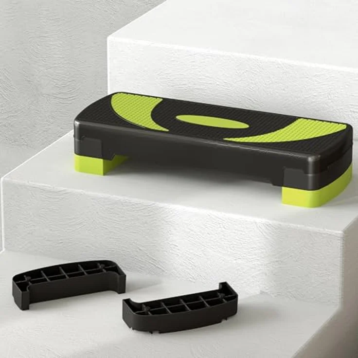 HOMCOM Stepper Aerobic-Stepper höhenverstellbar mit 3 Stufen, Fitness Heimtrainer für Indoor und Outdoor, Schwarz+Grün – Bild 9