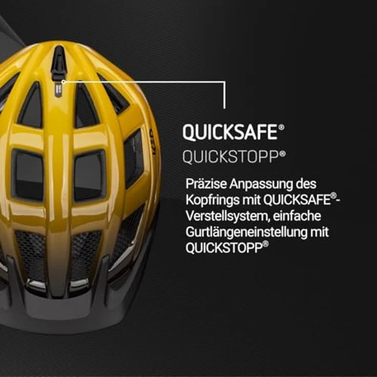 KED Crom Fahrradhelm, Allround-Helm mit K-FIT Anpassungssystem, LED Rücklicht, amber black glossy, Größe: 52-58 (M) – Bild 4