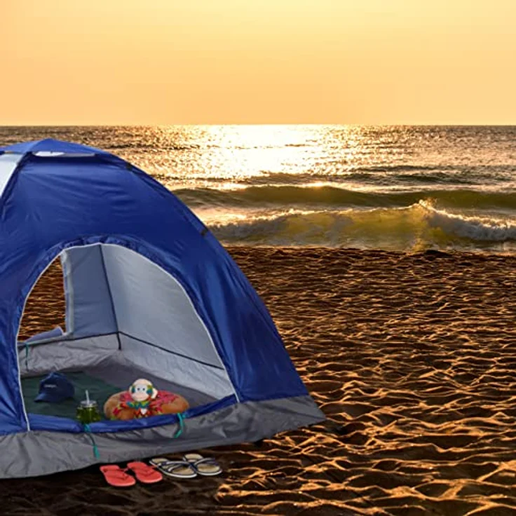 Relaxdays Pop Up Zelt Strand, Wurfzelt, 2-3 Personen, UV Schutz 50+, blau – Bild 5
