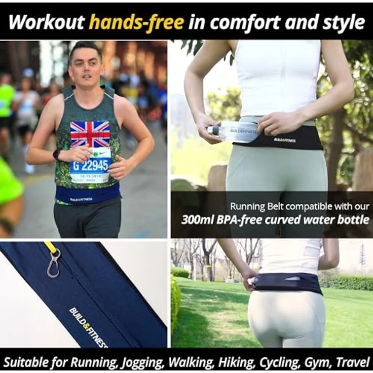 Build & Fitness Laufgürtel, Flip-Taille Gürteltasche mit Schlüsselclip und Handyhalterung, leicht und komfortabel, passend für alle Samsung- und iPhone-Modelle, Unisex – Bild 5