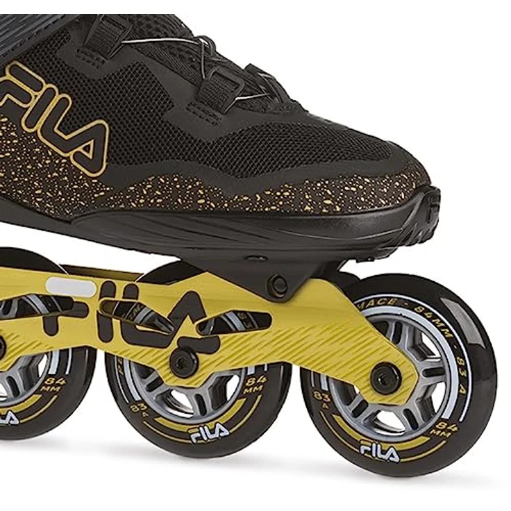 FILA Legacy QF, Inline Skates für Herren, Schwarz mit goldenen Akzenten, 84 mm Räder, ABEC 7 Lager – Bild 3
