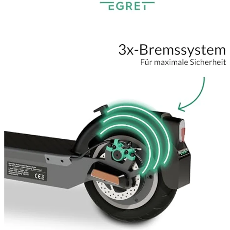 Egret E-Scooter Egret Ey! 6, 450 W, 20 km/h, klassisches Design, Frontfedergabel, bis zu 55 km Reichweite, schwarz – Bild 4
