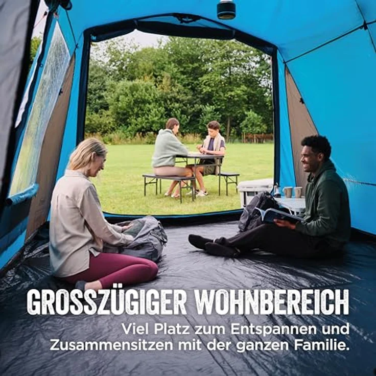 Coleman Fastpitch Victoria Falls 4 Zelt, 4-Mann-Tunnelzelt mit schnellaufbaubarer 2-Minuten-Technologie, 2 Schlafkabinen, wasserdicht 4500 mm Wassersäule und großzügigem Wohnbereich – Bild 5