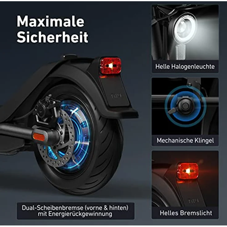 NIU KQi3 Pro E-Scooter, mit Straßenzulassung, Schwarz, 20 km/h – Bild 5