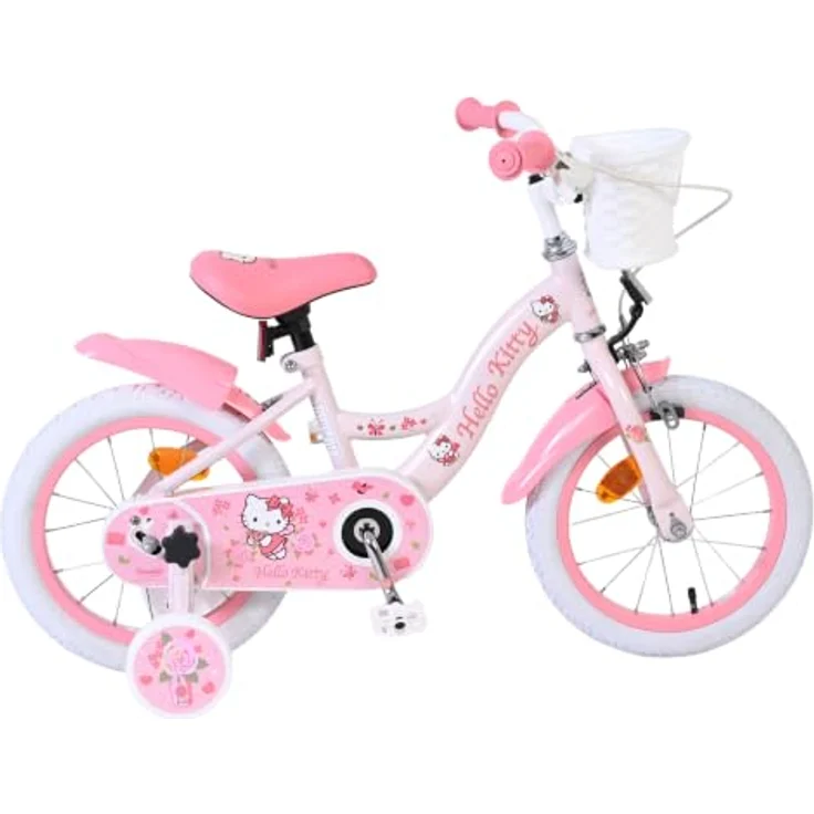 Volare Hello Kitty Kinderfahrrad 14 Zoll Rosa, abnehmbare Stützräder, Handbremse, Rücktrittbremse, geschlossener Kettenschutz, Korb – Bild 8