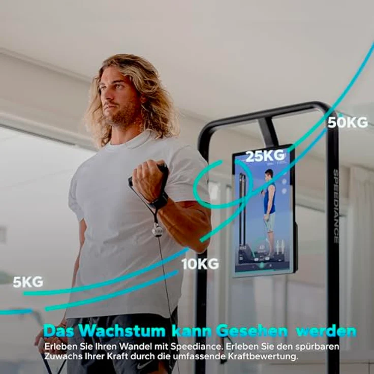 Speediance Smart Home Gym System, Gym Monster Multifunktionale Smith Maschine Power Cage, Tragbare Kabelmaschine für Ganzkörper-Krafttraining, Schwarz – Bild 4