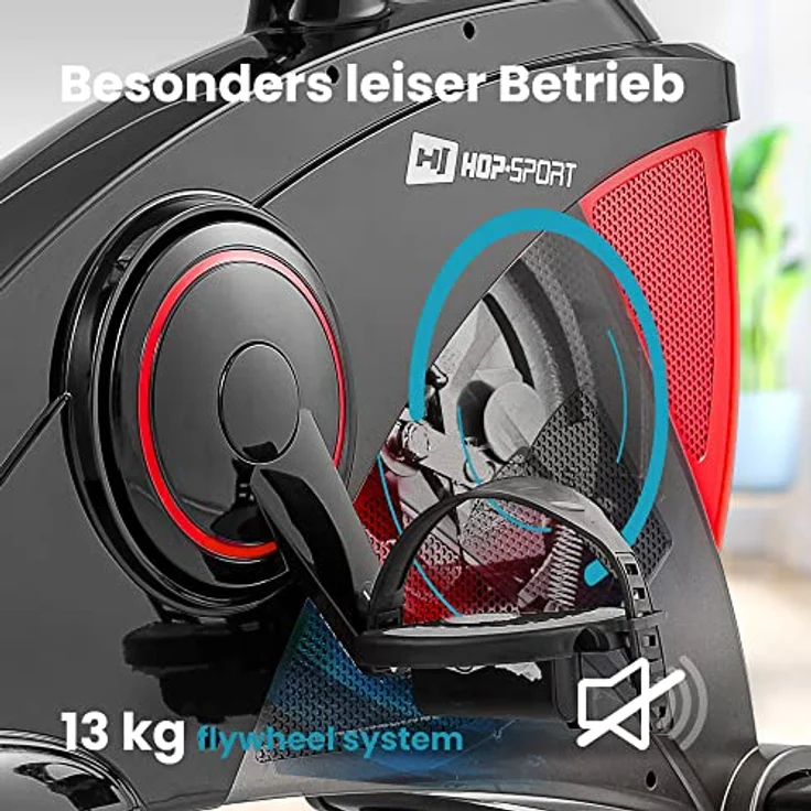 Hop-Sport Heimtrainer Fahrrad HS-090H inkl. Unterlegmatte - Ergometer mit App-Steuerung, 12 Trainingsprogrammen, 32 computergesteuerten Widerstandsstufen - Fitnessbike max. Nutzergewicht 150 kg – Bild 3