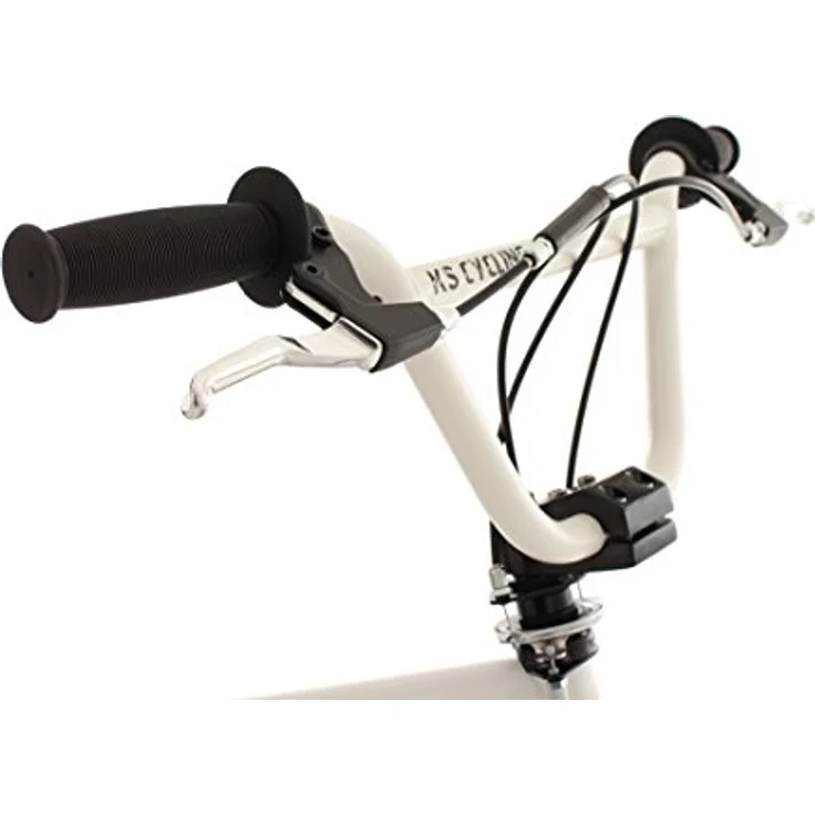 KS Cycling BMX-Rad Fatt, 20 Zoll, 1 Gang, schwarz-weißer Rahmen mit weißen Reifen, 360°-Rotor, inklusive 4 Stahlpegs – Bild 5
