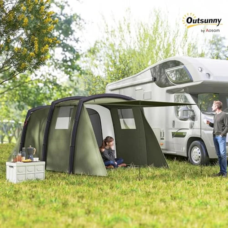 Outsunny Aufblasbares Zelt für 3-6 Personen, Outdoor Familienzelt mit UV50+ Schutz, schnellem Aufbau und Luftpumpe, winddicht für 3 Jahreszeiten – Bild 2