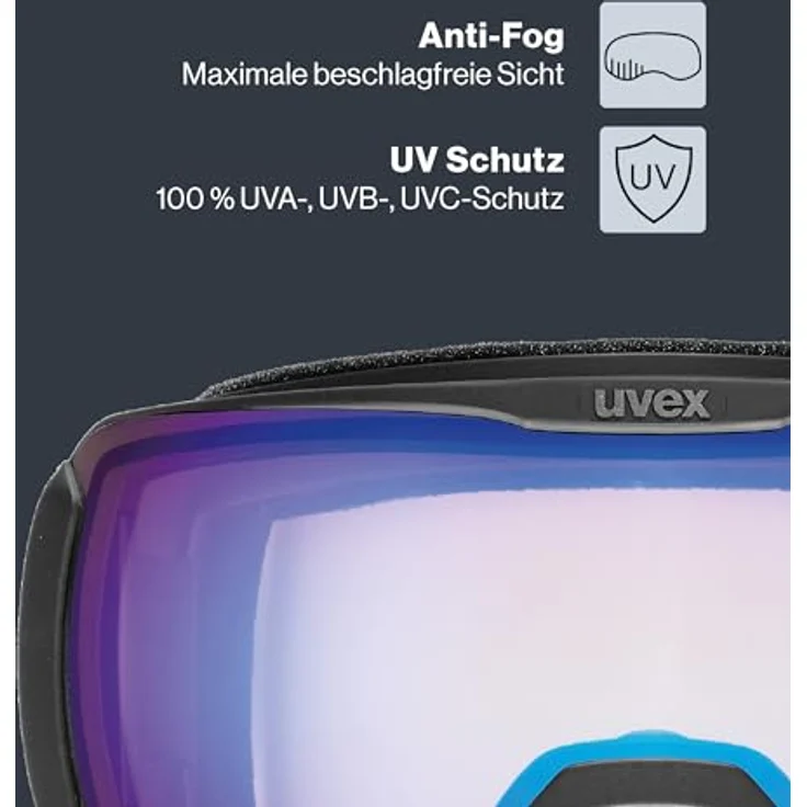 Uvex downhill 2100 V, selbsttönende Skibrille mit Anti-Fog-Beschichtung für Damen und Herren, black matt/blue-clear, one size – Bild 3