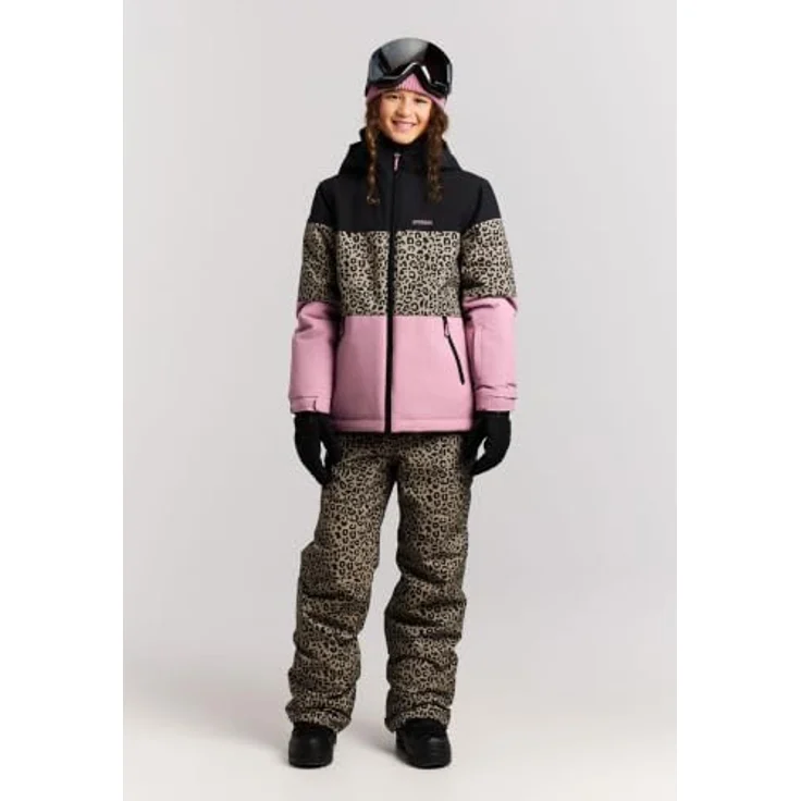 PROTEST Prtdeline Jr, Ski- und Snowboardjacke für Mädchen, wind- und wasserdicht, mit Animal-Print, true black, Größe 140 – Bild 3