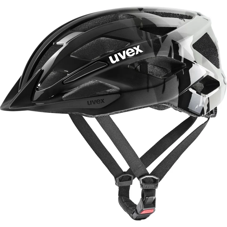 Uvex Air Wing 2, Fahrradhelm in warmem grau-schwarz, Größe 52-57 cm, mit integrierter Sonnenblende und abnehmbarem Innenfutter