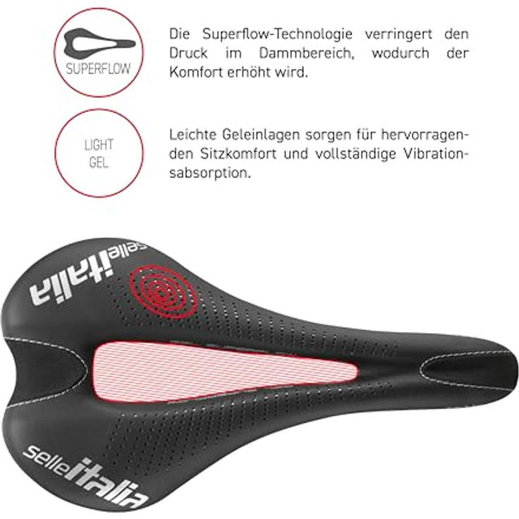 Selle Italia Max SLR Gel Superflow, Fahrradsattel für Road/Offroad, 280 g, Fibra-Tek, Schwarz, Größe L (W 145 x L 275 mm) – Bild 5