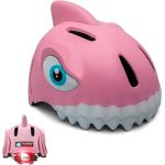 Crazy Safety Kinder Fahrradhelm 3D Tierhelm für 2-7 Jahre, verstellbar, licht und belüftet, 49-55 cm (Hai Rosa)