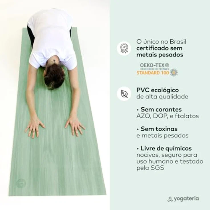 Bodhi Yogamatte Ganges | Rutschfeste Sportmatte | Schadstofffreie & Waschbare Fitnessmatte | Matte aus PVC | Allround-Matte für Yoga, Pilates & Gymnastik | salbei-grün – Bild 4