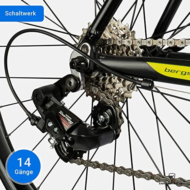 Bergsteiger Tourmalet 28 Zoll Rennrad, Aluminium Gravelbike mit Shimano 14 Gang-Schaltung, Gewicht nur 11 kg, für Herren & Damen ab 170 cm, mattes Schwarz. – Bild 2