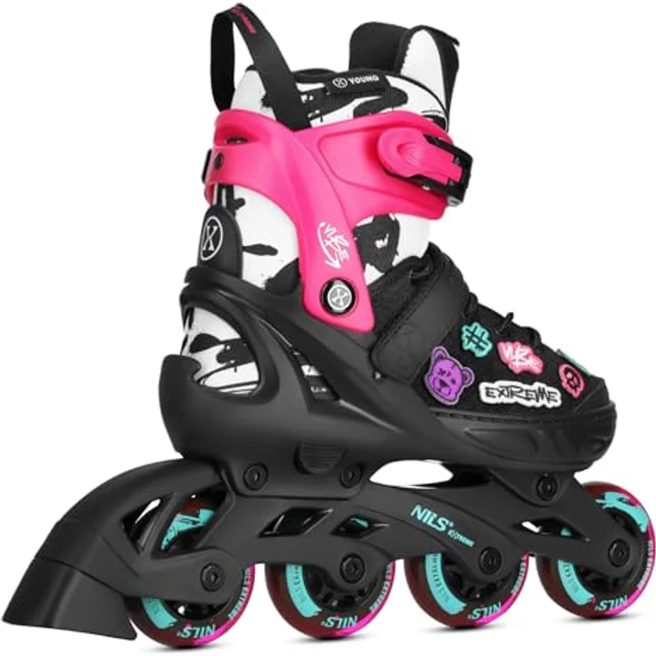 Nils Camp Inliner VERSTELLBAR, ABEC-5 Kugellager Inline-Skates für Kinder & Jugendliche, Pink, Größe 37-40 – Bild 4