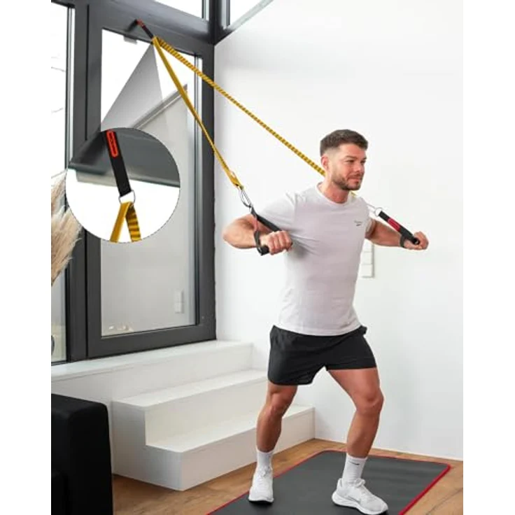 NEOLYMP Türanker für Fitnessbänder, Klimmzugbänder und Therapiebänder, schaumstoffgepolstert, vielseitig einsetzbar, mit E-Book für Trainingsanleitungen – Bild 5
