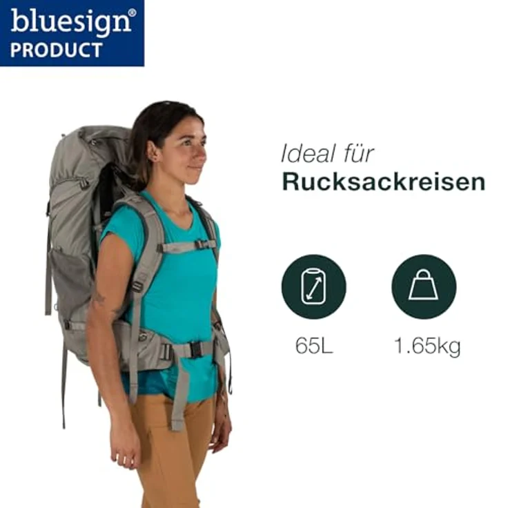 Osprey Renn 65, Wanderrucksack aus Nylon in Dark Charcoal/Gray Wolf, O/S – Bild 2