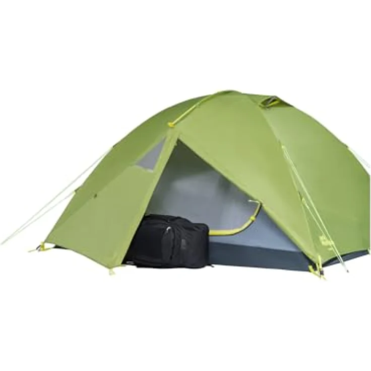 Jack Wolfskin Eclipse III Kuppelzelt, für 3 Personen, Ginkgo Green, freistehend, recycelte Materialien, PFC-frei, 2 Eingänge – Bild 4