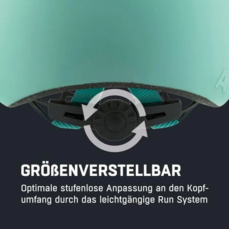 Alpina Haarlem Turqouise Matt, Fahrradhelm mit Inmold-Bauweise und Run System Ergo Flex +, türkis matt – Bild 5