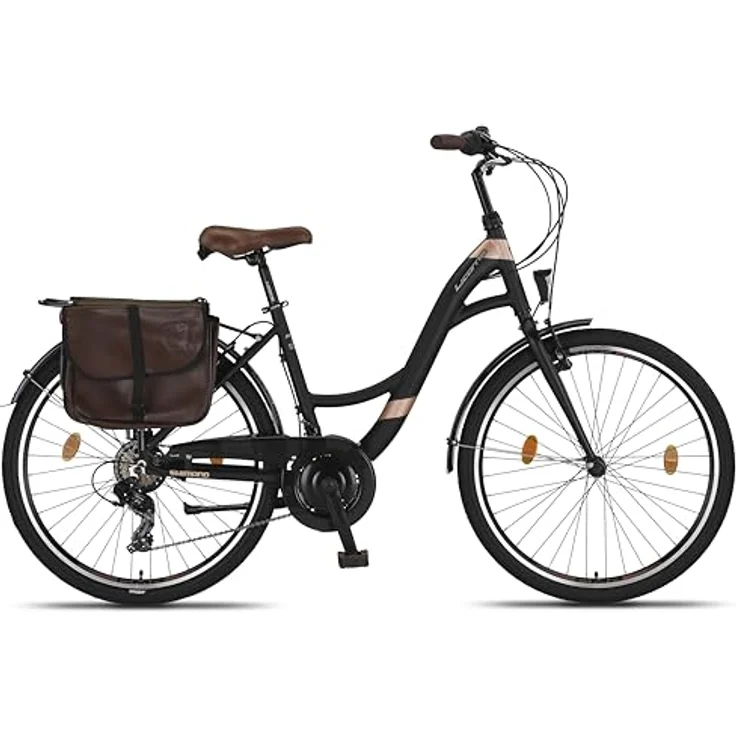 Licorne Bike Stella Plus Premium City Bike in 26 Zoll Aluminium Fahrrad - 21 Gang-Schaltung, Hollandfahrrad, Schwarz – Bild 4