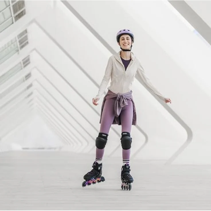 Movino Cruzer Two, Verstellbare Fitness Inline-Skates für Damen mit 4-stufiger Größenverstellung, Neochrome Aluminium-Schiene und 80-mm-Rollen – Bild 3