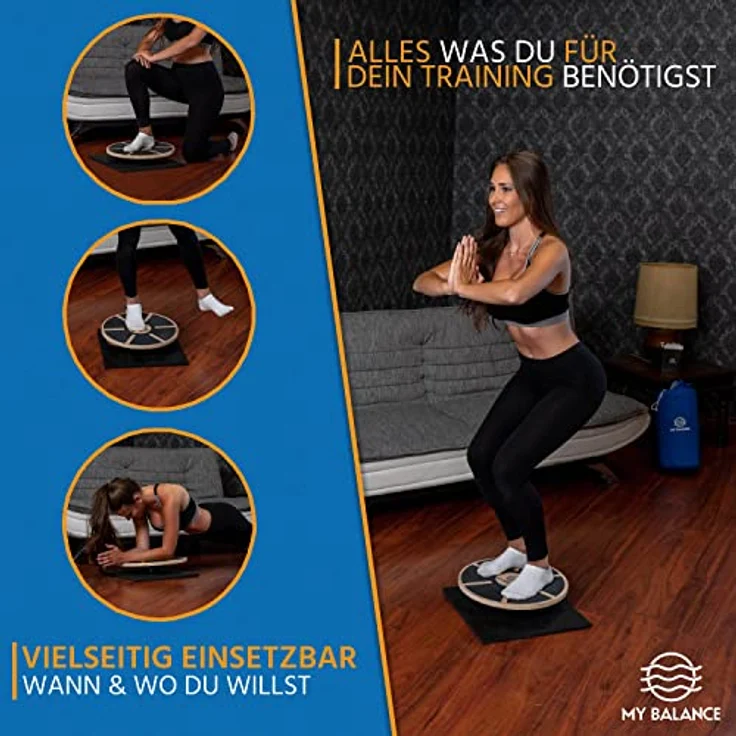 My Balance Premium Balance-Board inkl. Antirutschmatte I Hochwertiges Wackelbrett mit E-Book I Stärkt deine Balance I Balance Board für bessere Fitness – Bild 4