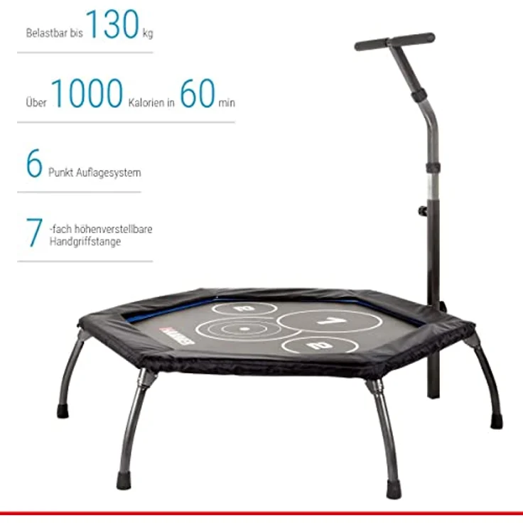 Hammer 66426 Fitness-Trampolin Cross Jump, 98 cm Sprungfläche, leistungsstark bis 130 kg Benutzergewicht – Bild 2
