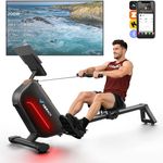 Merach magnetisches Rudergerät MR-100, leise mit 16 Widerstandsstufen, LCD-Display & Bluetooth-App, verstellbare Tablet-Halterung, max. Belastung 160 kg, vertikal klappbar