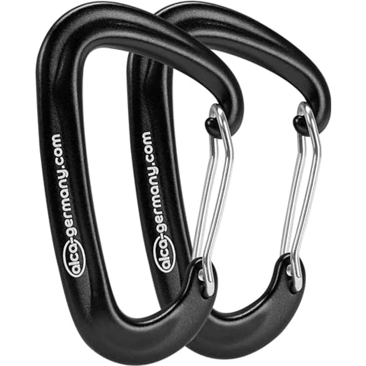 alca® Karabiner-Haken, 2er Set, 500 kg belastbar, rostfrei und witterungsbeständig, ideal für Camping und Outdoor – Bild 1