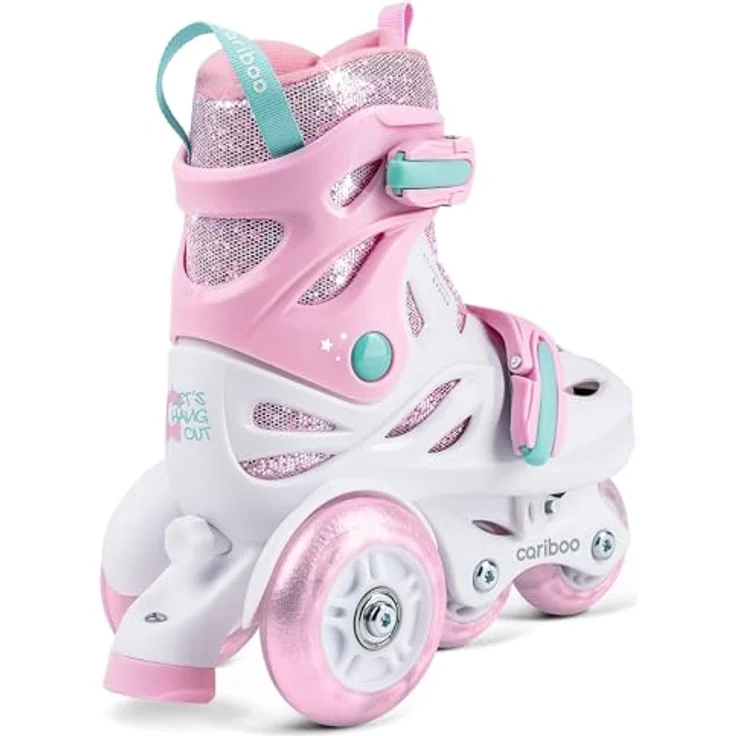 CARIBOO Ballerina, Einstellbare Kinder-Inlineskates mit Hardshell-Schale und LED-Rädern, rosa, Größe XS (26-30) – Bild 3