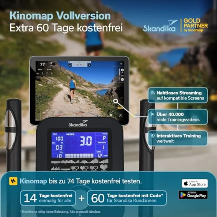 Skandika Crosstrainer Carbon P18, Ellipsentrainer mit 32 Widerstandsstufen, 13 Programmen, LCD Display, App kompatibel, bis 135 kg, für Heimtraining – Bild 5