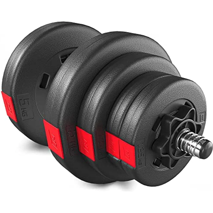 Hop-Sport Kurzhanteln 2er Set - Hanteln Set - Gewichte 20kg / 40kg - Hantelstange 30mm mit Sternverschlüssen, gerändelt (1 x 20 kg) – Bild 1