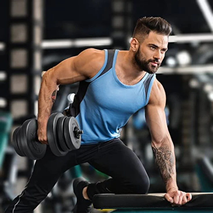 ArtSport 2er Hantelset 40kg - Kurzhantel Set mit 2 Kurzhanteln, 12 Gewichte/Hantelscheiben und Sternverschlüsse - Krafttraining Kurzhantelset Hantel – Bild 3