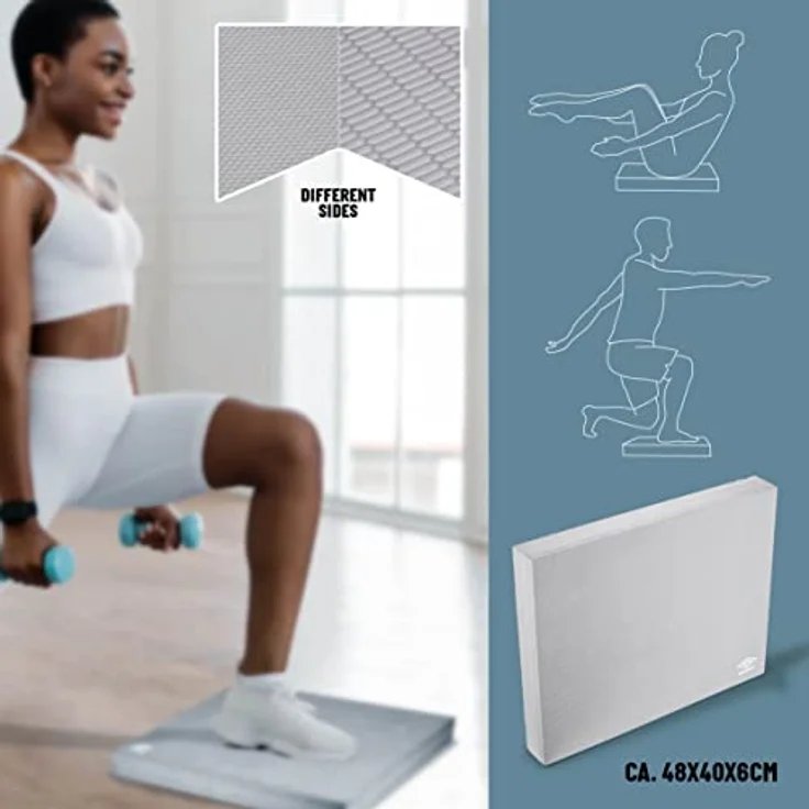 UMBRO Balance Pad - Balance Kissen - Fördert Koordination, Kondition, Gleichgewicht und Stabilität - Rutschfest - 48 x 40 x 6CM - Weichschaum - Grau – Bild 5
