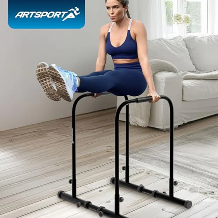 ArtSport Dip Barren Kraftstation, 500 kg belastbar, verstellbare Stangen & rutschfeste Griffe, Schwarz – Bild 7