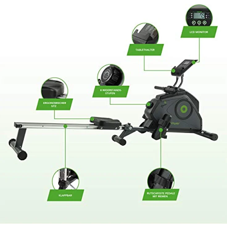 Tunturi Cardio Fit R30 Rudergerät für Zuhause/Rudermaschine/Rower/Heimtrainer mit Magnetbremssystem/klappbar und platzsparend – Bild 2